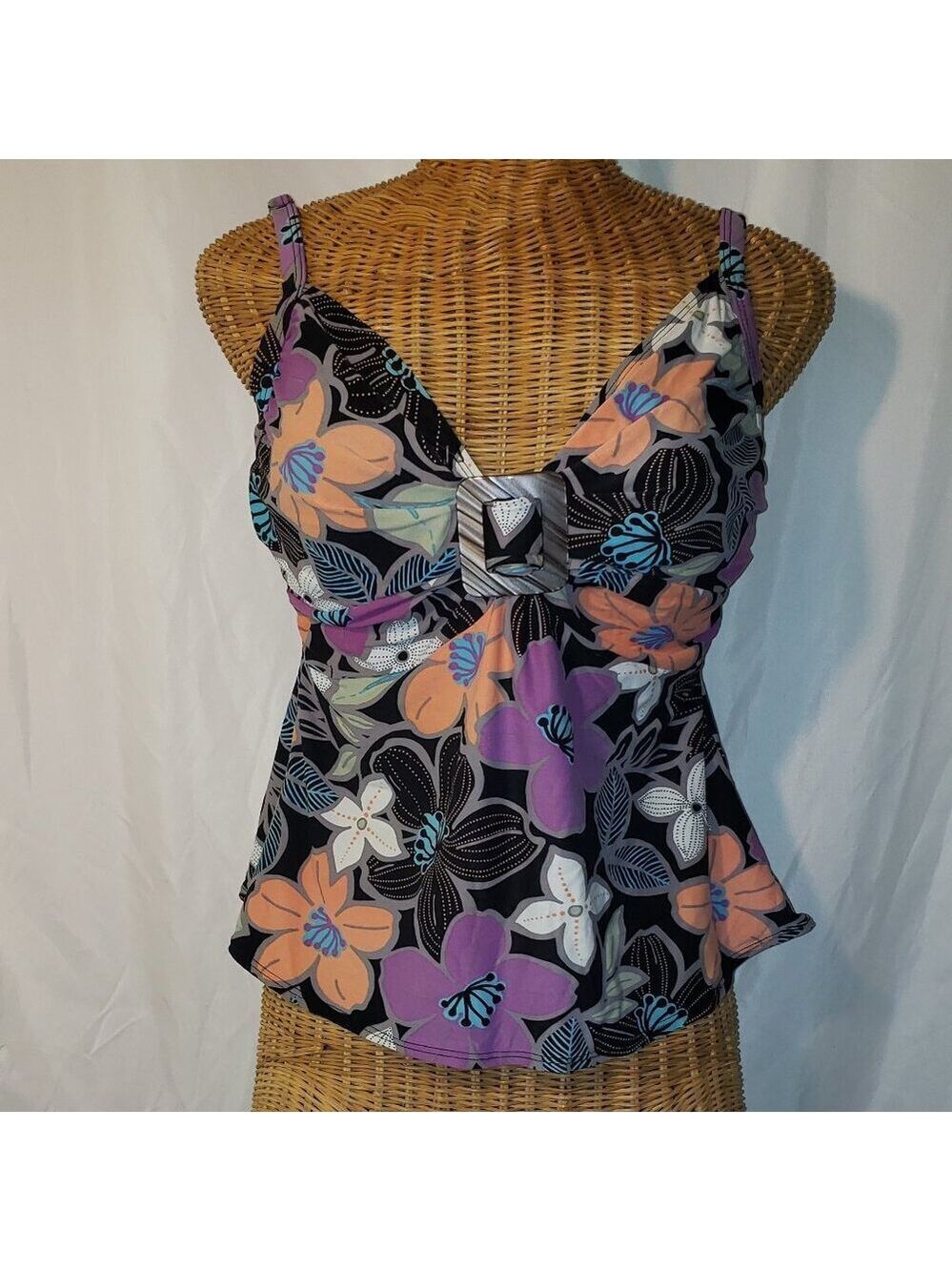 Coco Reef Women's Floral Tankini Top w/Built in Bra - 36C